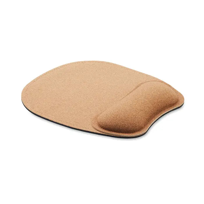 Covoraș de mouse ergonomic din plută bej cu suport încorporat pentru încheietura mâinii