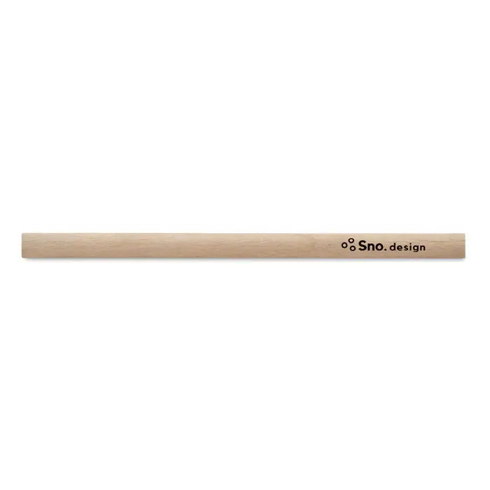 Creion de dulgheri cu rigla din lemn deschis, design minimalist si logo sno design gravat la un capat