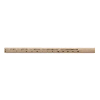 Creion de dulgheri cu rigla din lemn deschis la culoare cu marcaje negre de la 0 la 14 inch