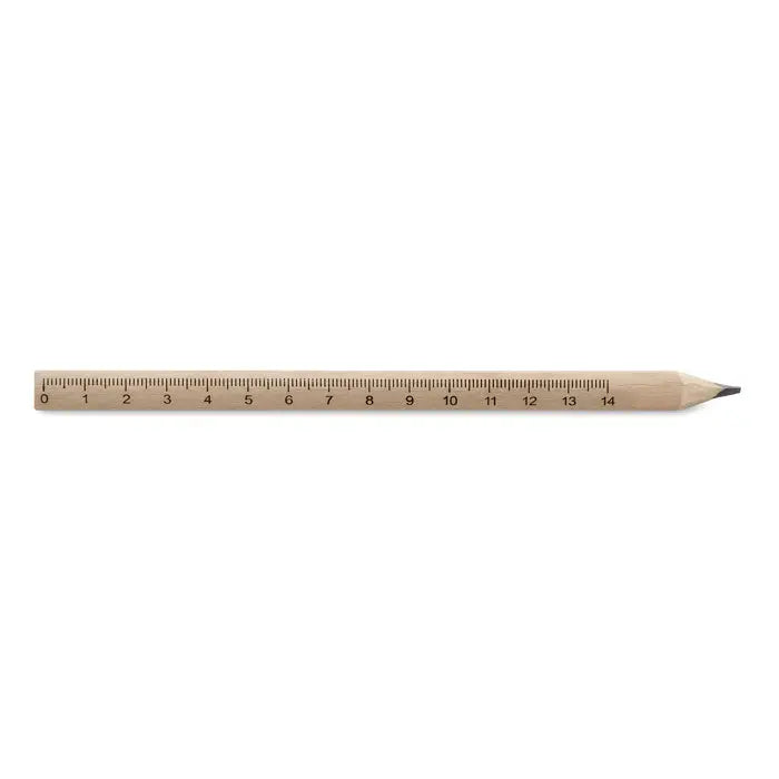Creion de dulgheri cu rigla din lemn natural cu marcaje negre gravate de la 0 la 14 centimetri