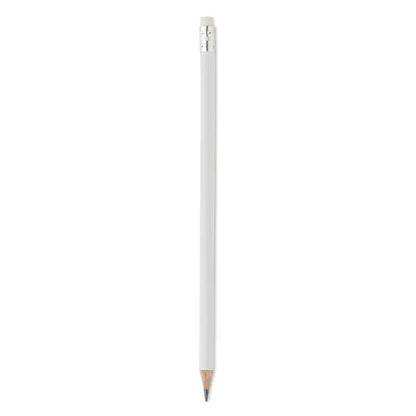 Creion natural alb cu radiera argintie si varf de grafit ascutit pentru scris si desen