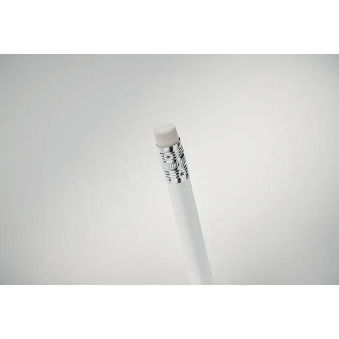 Creion natural cu radiera alb cu ferrula metalica argintie si radiera alba pentru scris si desenat
