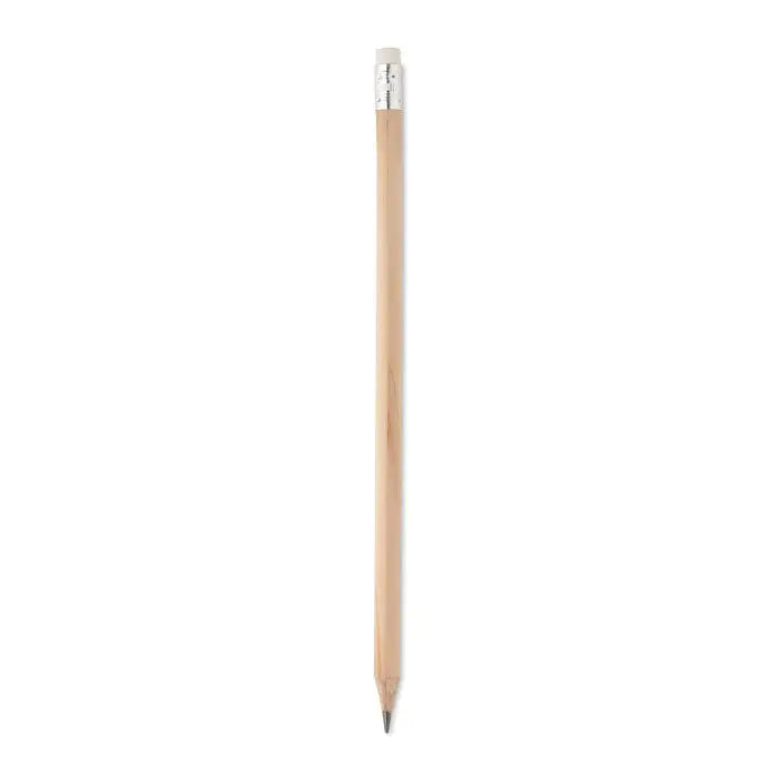 Creion natural cu radiera clasic din lemn cu finisaj natural, ferrulă argintie și radieră albă