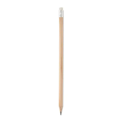 Creion natural cu radiera clasic din lemn cu finisaj natural, ferrulă argintie și radieră albă