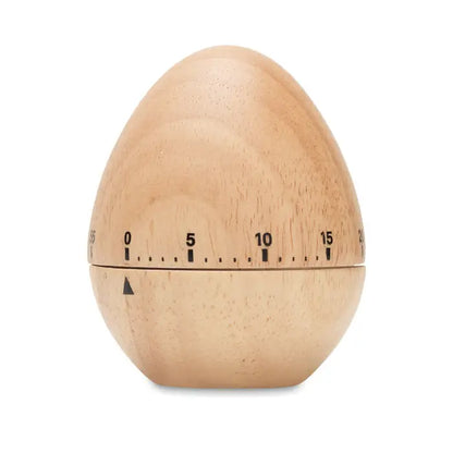 Cronometru pentru ou din lemn de pin deschis, cu marcaje numerice negre si indicator triunghiular
