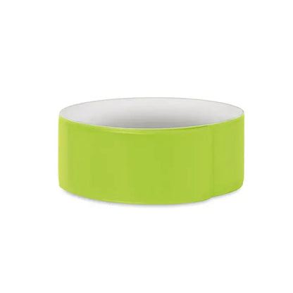 Curea reflectorizanta verde lime pentru incheietura mainii, cilindrica, cu exterior lucios si interior alb