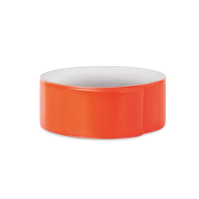 Vas ceramic vibrant portocaliu cu finisaj lucios si interior alb pentru curea reflectorizanta pentru incheietura mainii