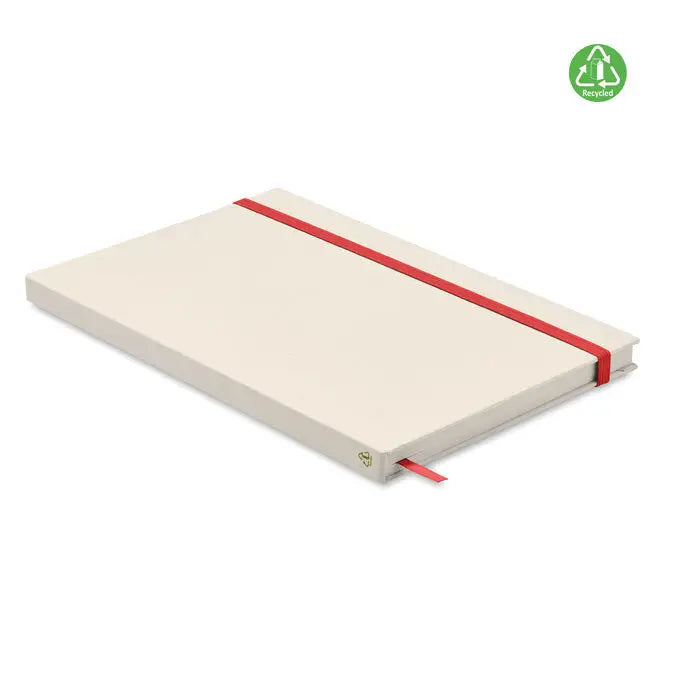 Caiet cutie de lapte a5 crem cu elastic rosu si semn de carte asortat pentru notite zilnice