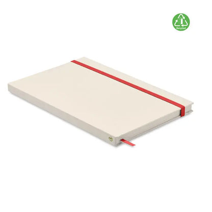 Caiet cutie de lapte a5 crem cu elastic rosu si semn de carte asortat pentru notite zilnice