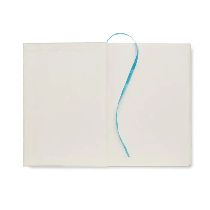 Cutie de lapte caiet a5 minimalist off-white cu semn de carte delicat albastru deschis