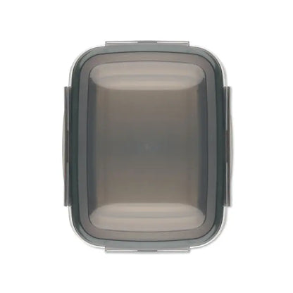 Cutie de pranz 1500 ml recipient dreptunghiular din plastic gri cu capac clar si clipsuri laterale pentru etansare