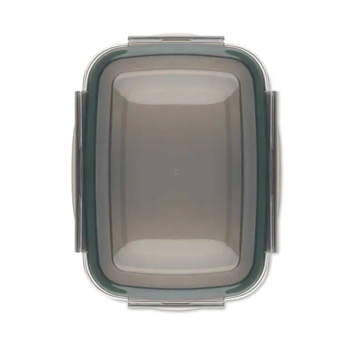 Cutie de pranz 850 ml din plastic gri translucid cu capac si balamale metalice argintii pentru alimente