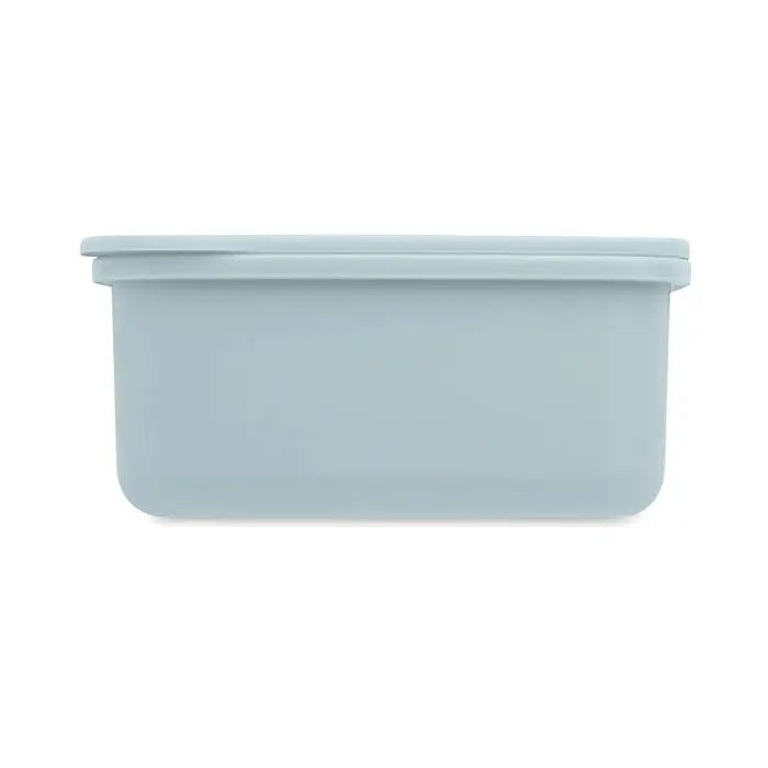 Cutie de pranz cu tacamuri albastru deschis, dreptunghiulara, din plastic mat, pentru depozitare mancare