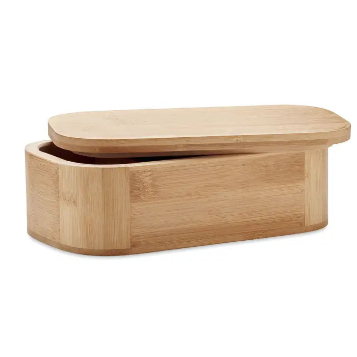 Cutie de pranz din bambus 1000 ml cu design minimalist si capac asortat culoare deschisa