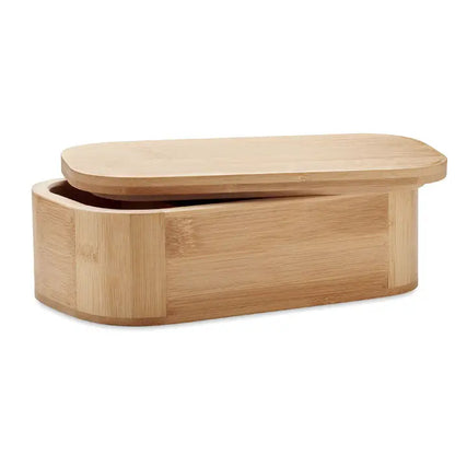 Cutie de pranz din bambus 1000 ml cu design minimalist si capac asortat culoare deschisa