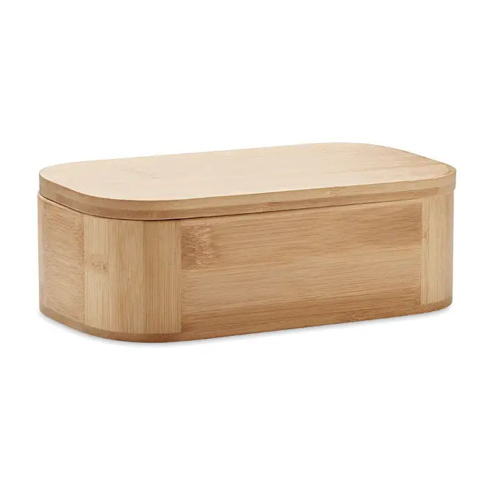 Cutie de pranz din bambus 1000 ml cu finisaj natural deschis si margini rotunjite pentru depozitare alimente