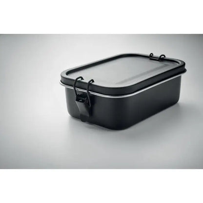 Cutie de pranz din otel inoxidabil 750ml neagra cu finisaj mat si cleme metalice negre