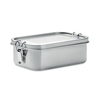 Cutie de pranz rectangulara din otel inoxidabil 750ml cu capac cu balama si doua clape laterale pentru inchidere sigura