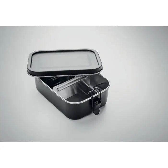 Cutie de pranz din otel inoxidabil 750ml, neagra, compartimentata si capac transparent