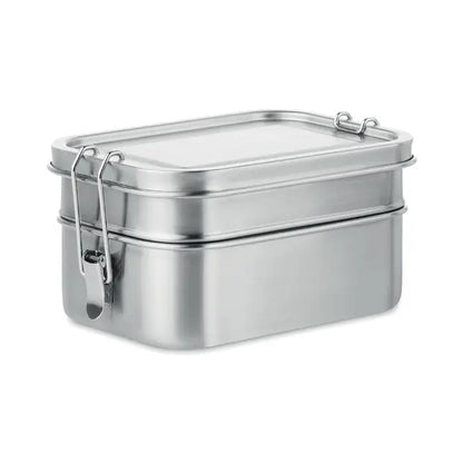 Cutie de pranz din otel inoxidabil, cutie bento cu doua nivele, finisaj lucios si inchidere sigura