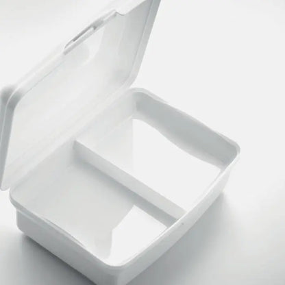 Cutie de pranz alba din pp 800ml cu capac rabatabil si compartiment intern pentru organizare alimente
