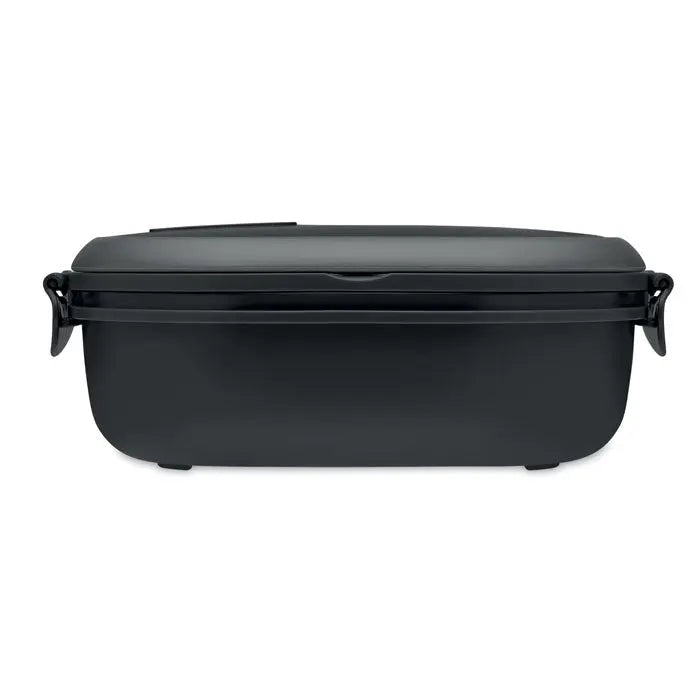 Cutie de pranz din pp neagra dreptunghiulara cu capac ermetic si finisaj mat pentru transportul mancarii