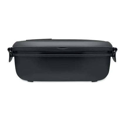 Cutie de pranz din pp neagra dreptunghiulara cu capac ermetic si finisaj mat pentru transportul mancarii