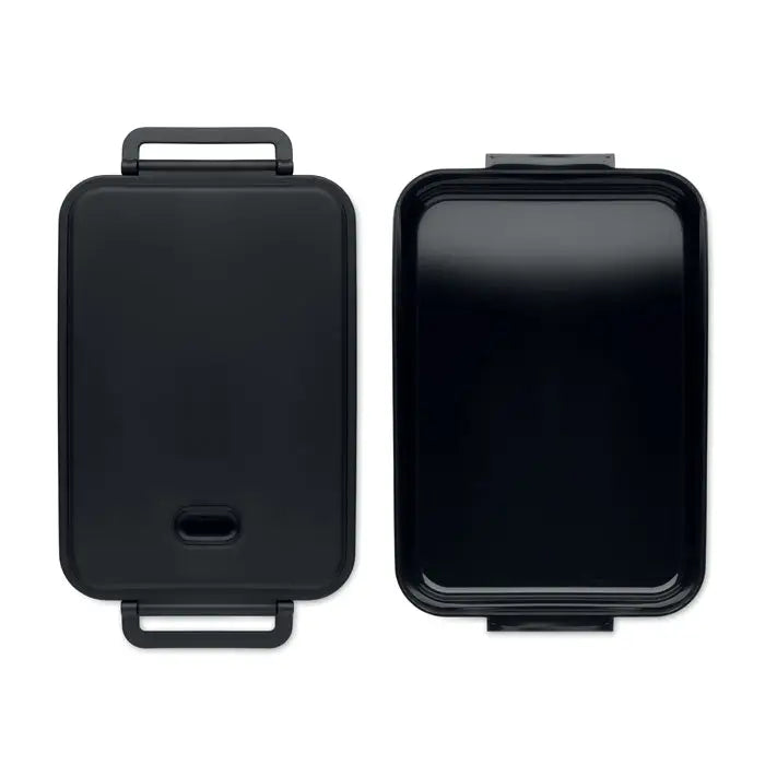 Cutie de pranz pp 2200 ml neagra cu finisaj lucios si manere integrate sus si jos din plastic pentru depozitare alimente