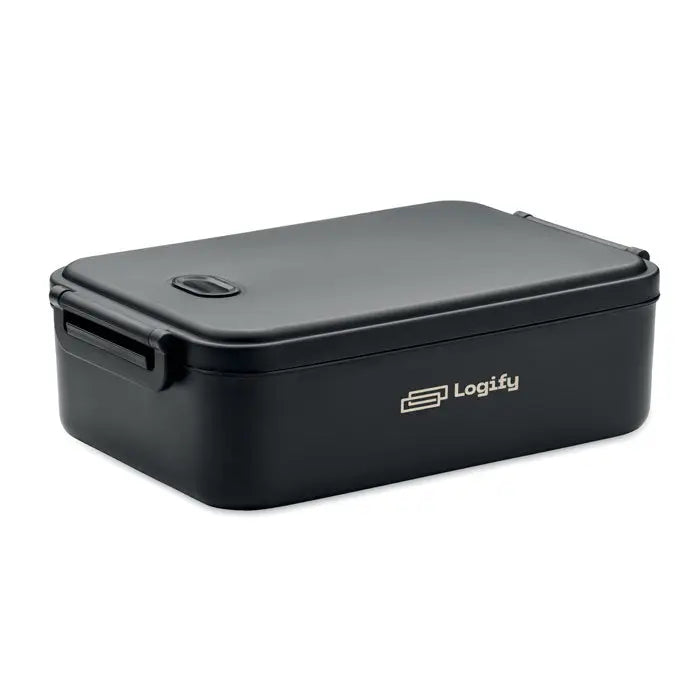 Cutie de pranz pp 2200 ml logify bento box negru cu design dreptunghiular si capac snap-on din plastic robust