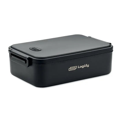 Cutie de pranz pp 2200 ml logify bento box negru cu design dreptunghiular si capac snap-on din plastic robust