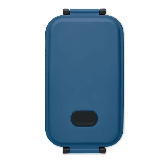 Cutie de pranz pp 800 ml albastra dreptunghiulara cu inchizatori negre si buton oval central pentru pranz