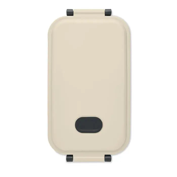 Cutie de pranz pp 800 ml beige dreptunghiulara cu inchideri negre si maner oval central pentru pranz