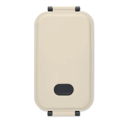 Cutie de pranz pp 800 ml beige dreptunghiulara cu inchideri negre si maner oval central pentru pranz
