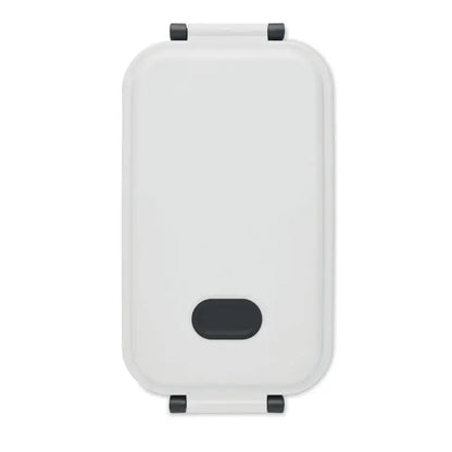 Cutie de pranz pp 800 ml albă rectangulară cu laturi negre și mâner oval negru central din plastic