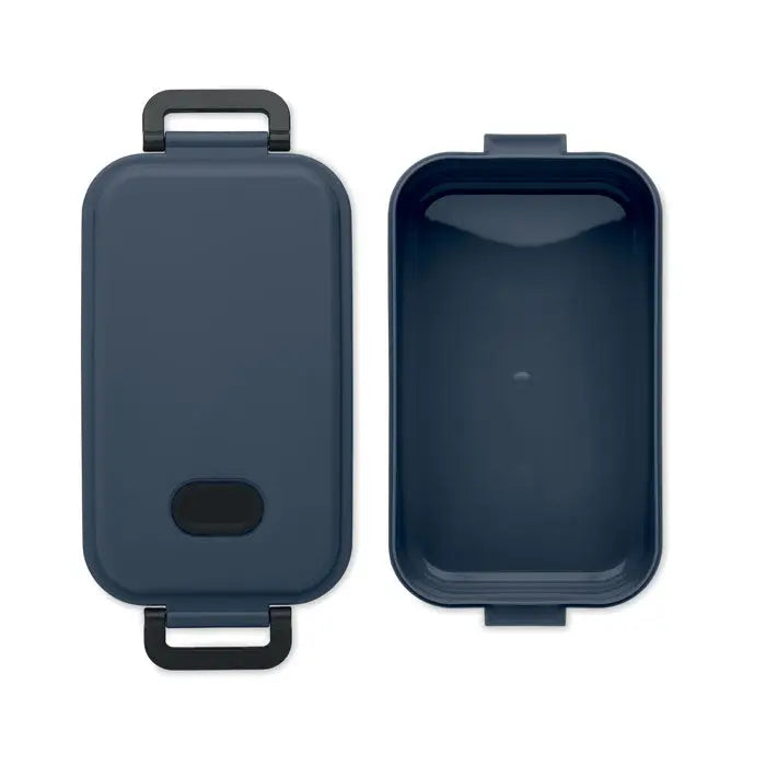 Cutie de pranz pp 800 ml albastru navy dreptunghiulara cu manere negre din plastic si inchidere cu clips