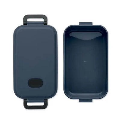 Cutie de pranz pp 800 ml albastru navy dreptunghiulara cu manere negre din plastic si inchidere cu clips
