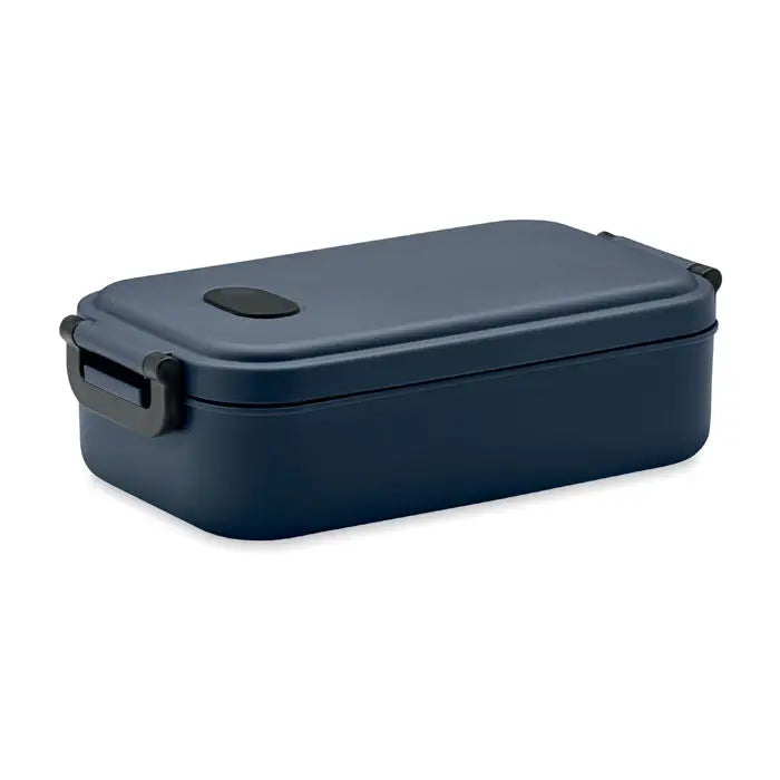 Cutie de pranz pp 800 ml bento dreptunghiular bleumarin cu clapete negre si capac asortat din plastic