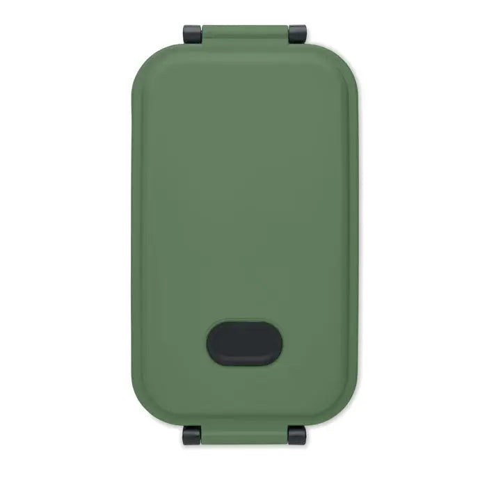 Cutie de pranz olive verde 800 ml din pp cu clapete negre si maner central negru ideal pentru alimente