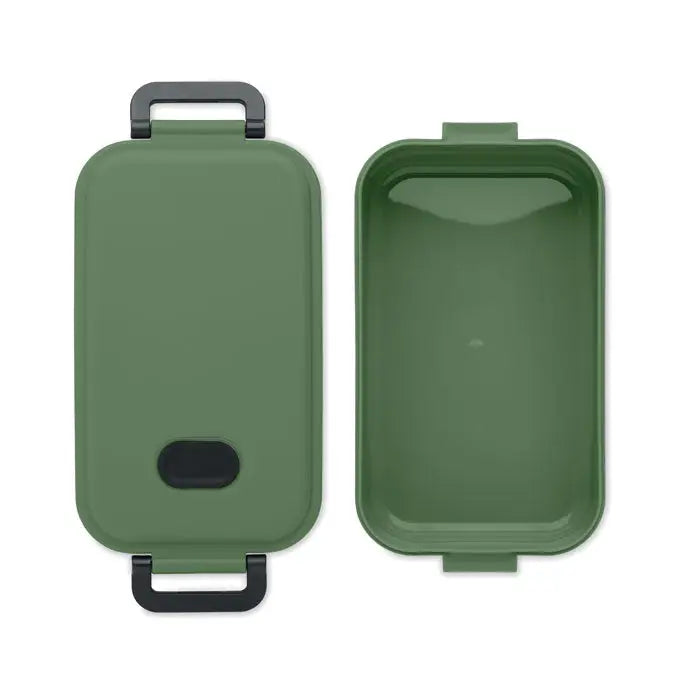 Cutie de pranz pp 800 ml olive vernil dreptunghiulara cu manere din plastic negru si capac asortat