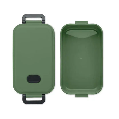 Cutie de pranz pp 800 ml olive vernil dreptunghiulara cu manere din plastic negru si capac asortat