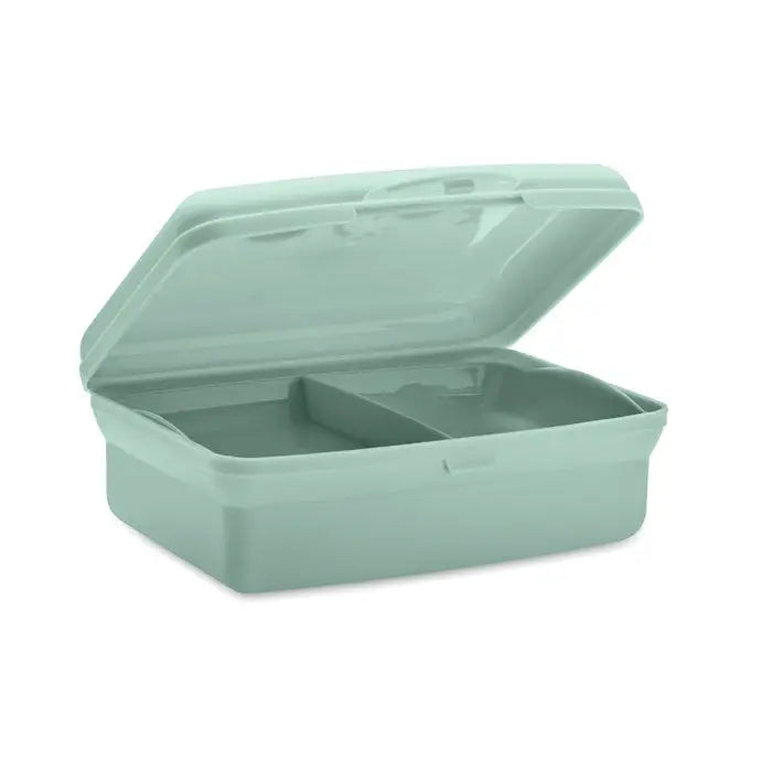 Cutie de pranz pp pentru copii din plastic mint deschis cu capac articulat si compartiment intern divisori
