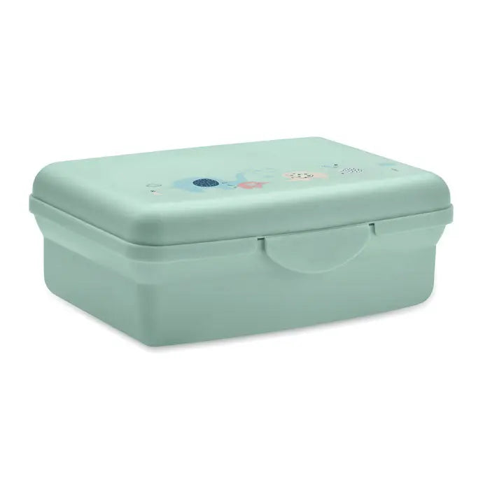 Cutie de pranz pp pentru copii mint verde cu design cartoon pe capac din plastic ideal pentru scoala