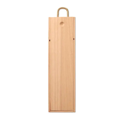 Cutie de vin din lemn deschis la culoare cu mâner natural din frânghie pentru transport facil