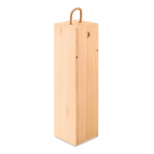Cutie de vin din lemn deschis la culoare cu maner natural din sfoara pentru transport usor