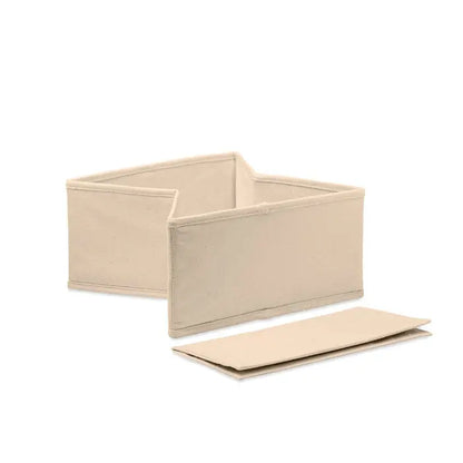 Organizator bej din pânză cutie mare de depozitare 220 gr/m² cu capac pliabil și compartimente interioare divizate