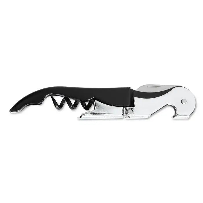 Cutit multifunctional pentru ospatari negru si argintiu cu maner ergonomic slefuit pentru utilizare confortabila