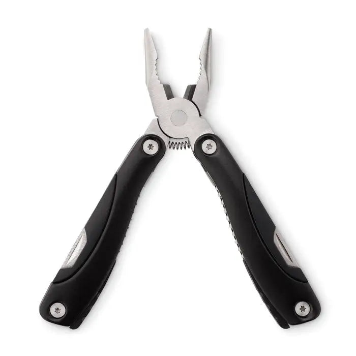 Cutit multifunctional pliabil clesti multiunealta negri si argintii cu design ergonomic si finisaj metalic
