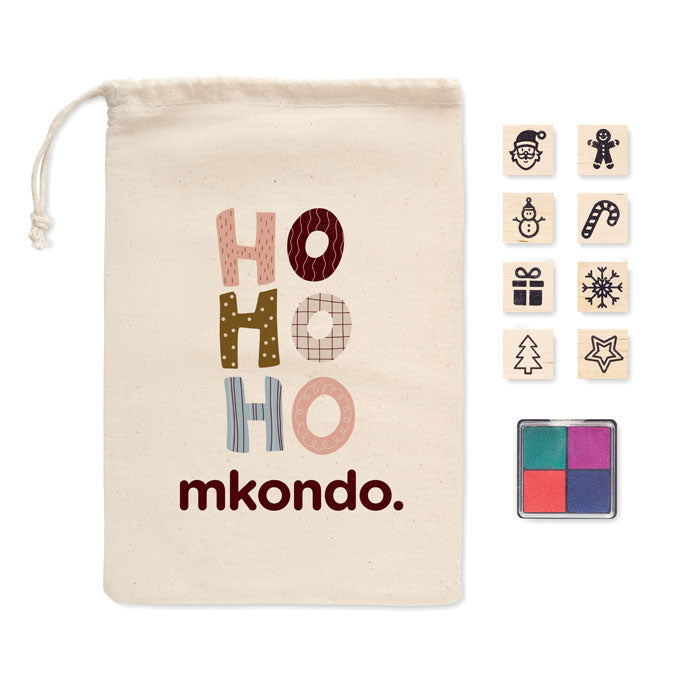 Set 8 timbre din lemn de Craciun