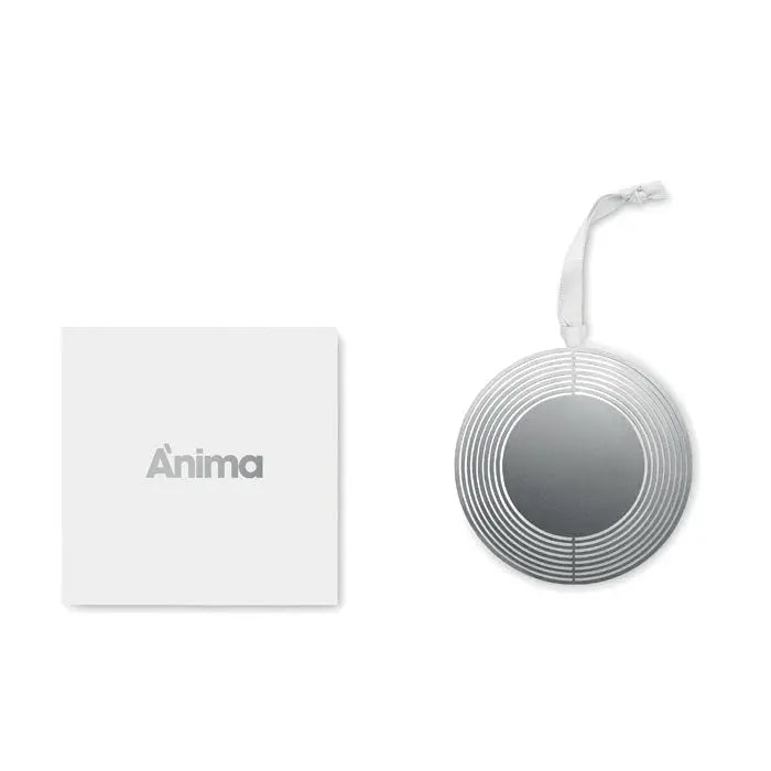 Decor cerc cu panglica argintiu rotund ornament cu cercuri concentrice si panglica alba pentru agatat