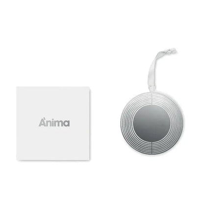 Decor cerc cu panglica argintiu rotund ornament cu cercuri concentrice si panglica alba pentru agatat